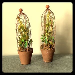 Spring/Summer Yellow & Green Caged Wire Topiaries